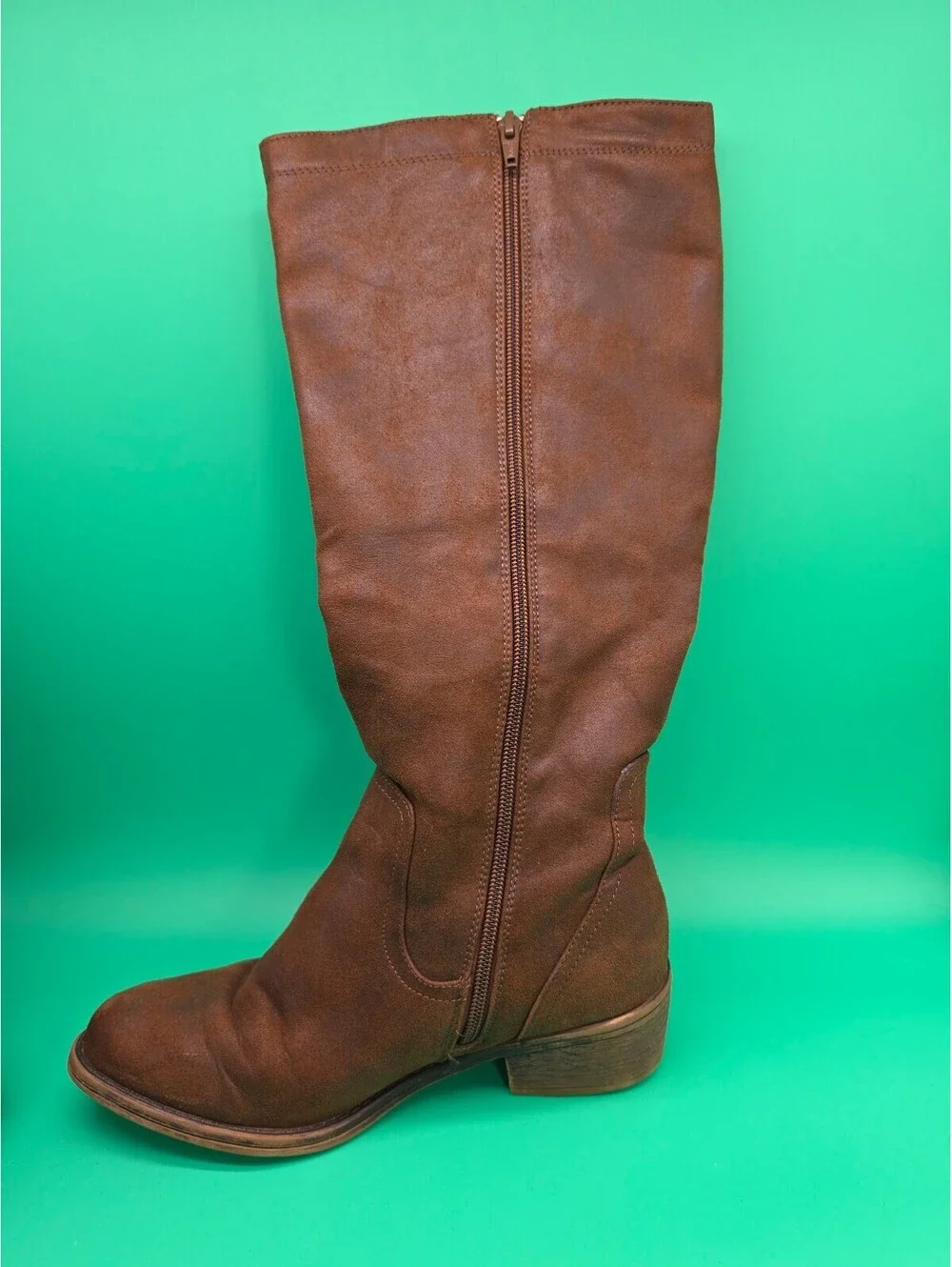 Apt. 9 Women's Tall Lace-Up Boots Brown Knit Back Side Zip Size 7.5M
